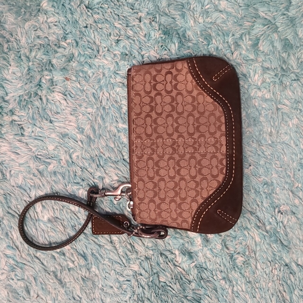 Coach Monogram Wristlet Vintage In Brown